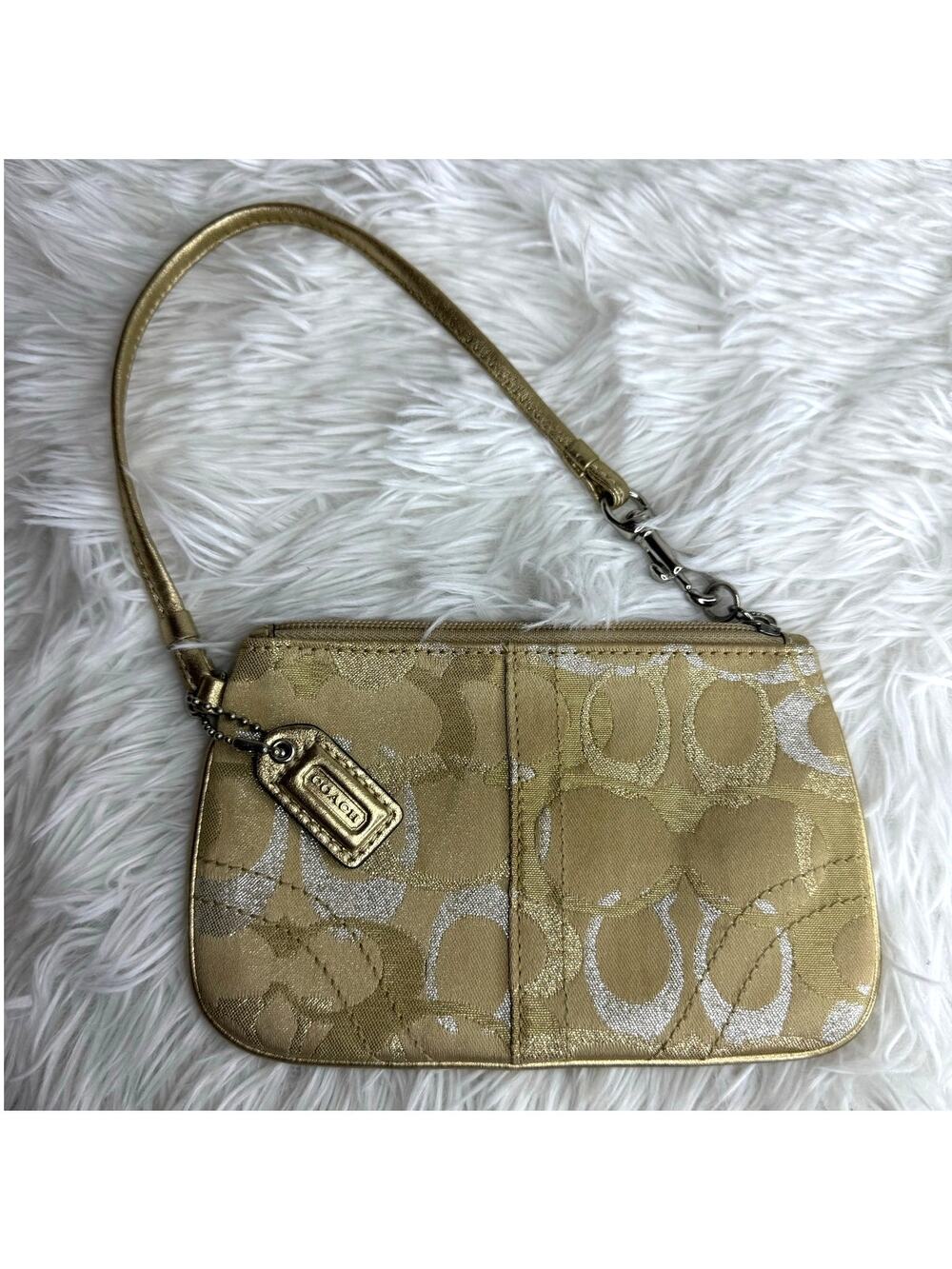 COACH Gold Silver Signature Wristlet